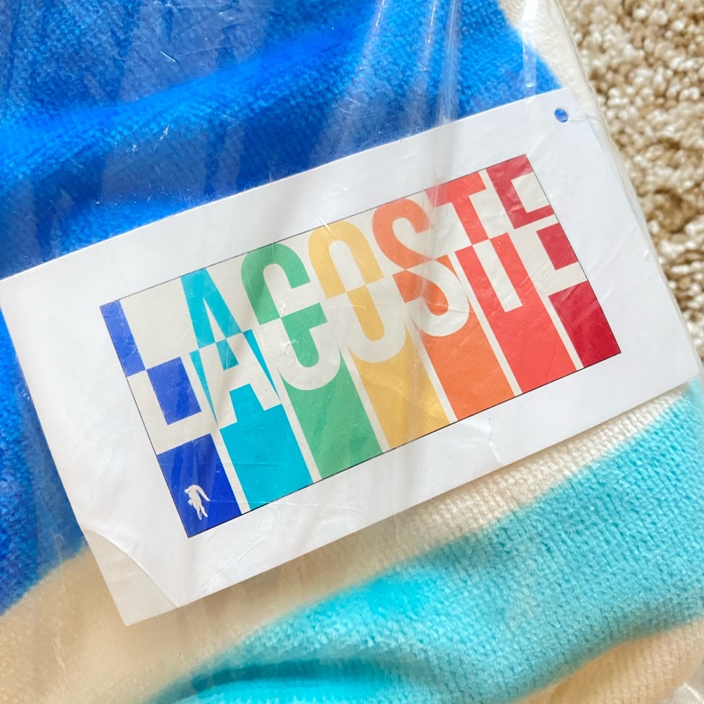 Brand new Lacoste cotton rainbow towel